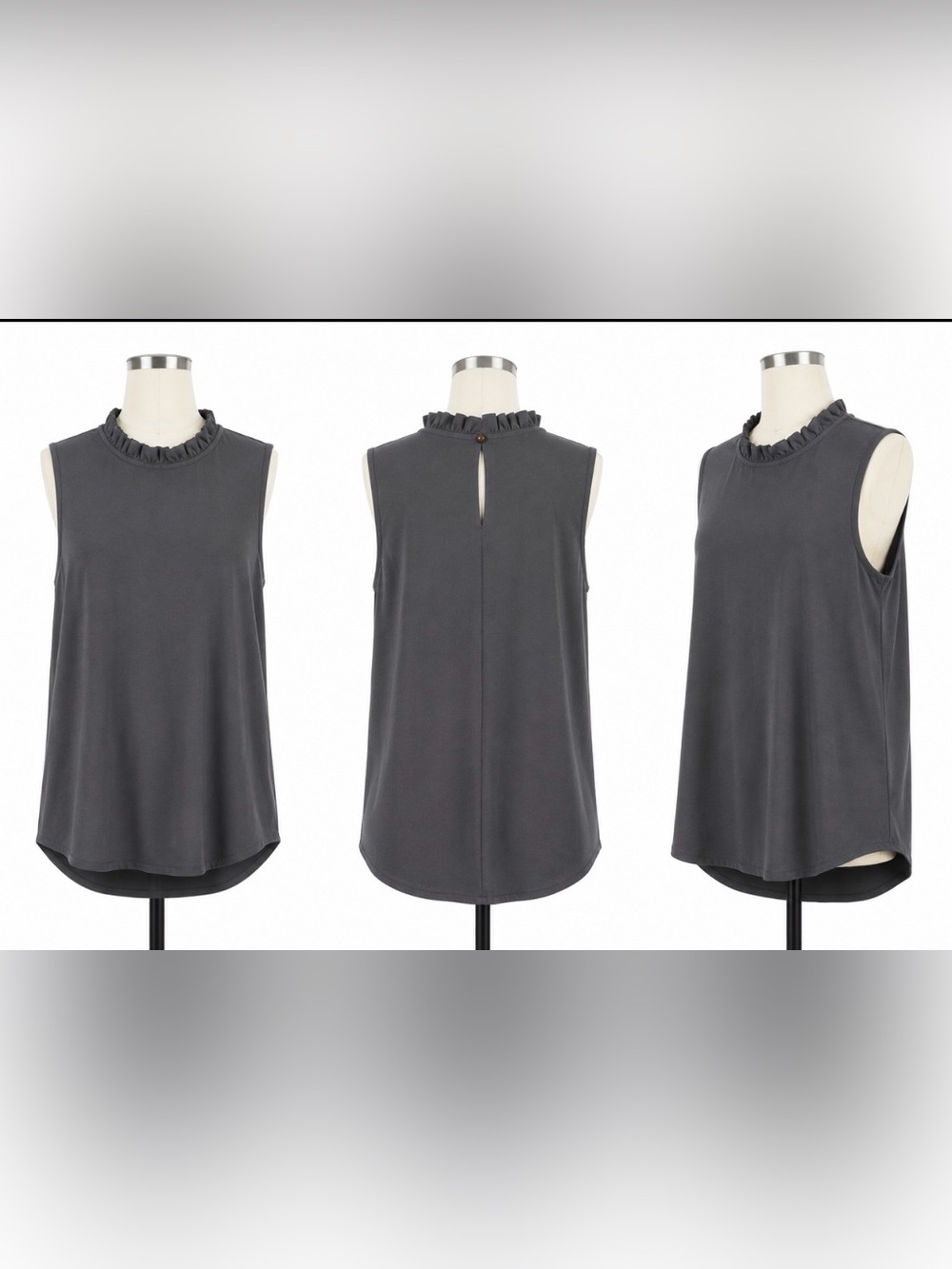 Olivia Grey Ruffle Neck Sleeveless Blouse Gray XL NWT Business Casual